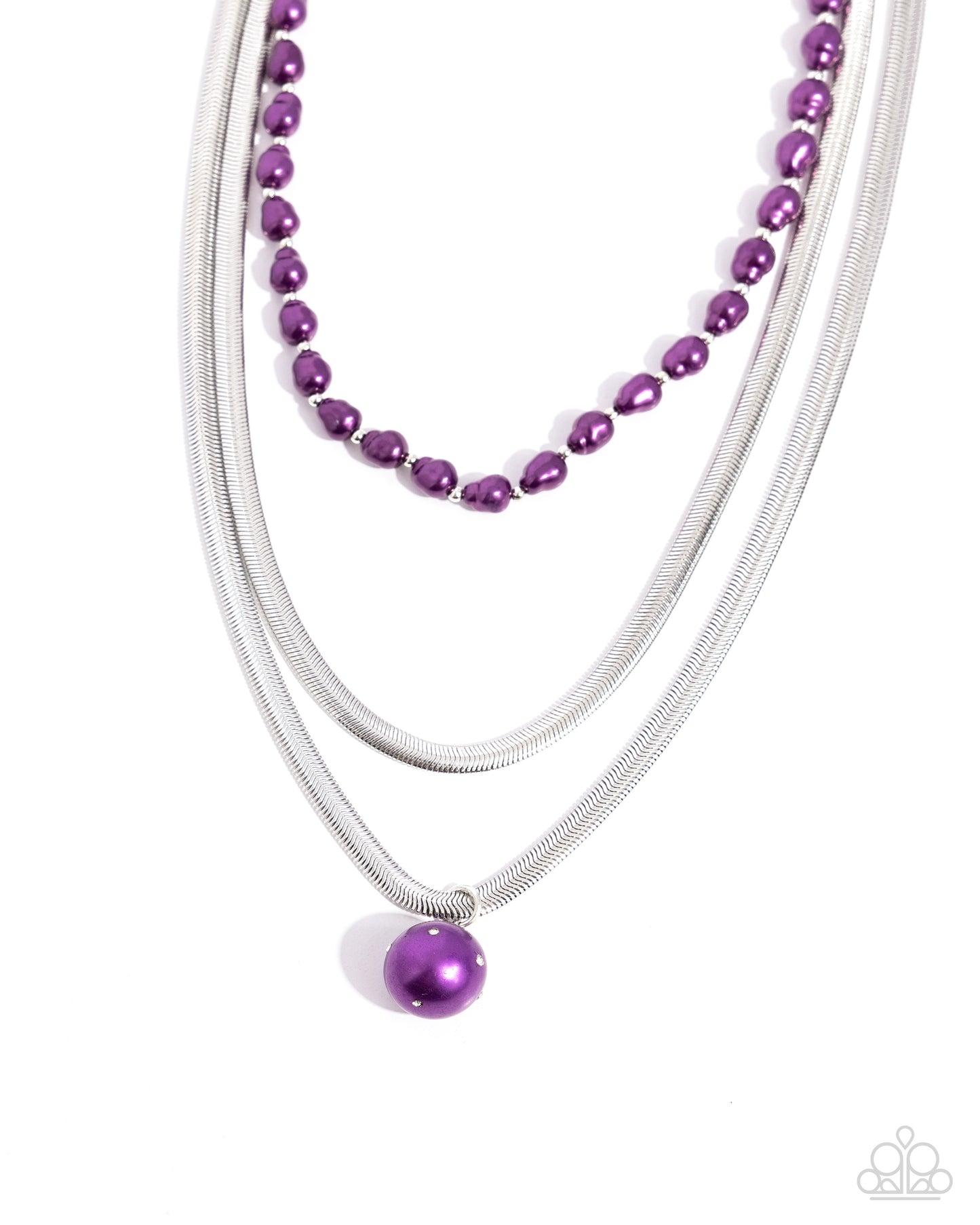 Flourishing Finale - Purple Pearl & Silver Snake Chain Necklace - Paparazzi Accessories