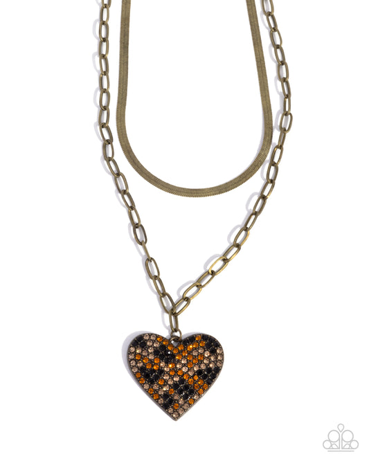 Cheetah Class - Brass Heart Necklace - Paparazzi Accessories