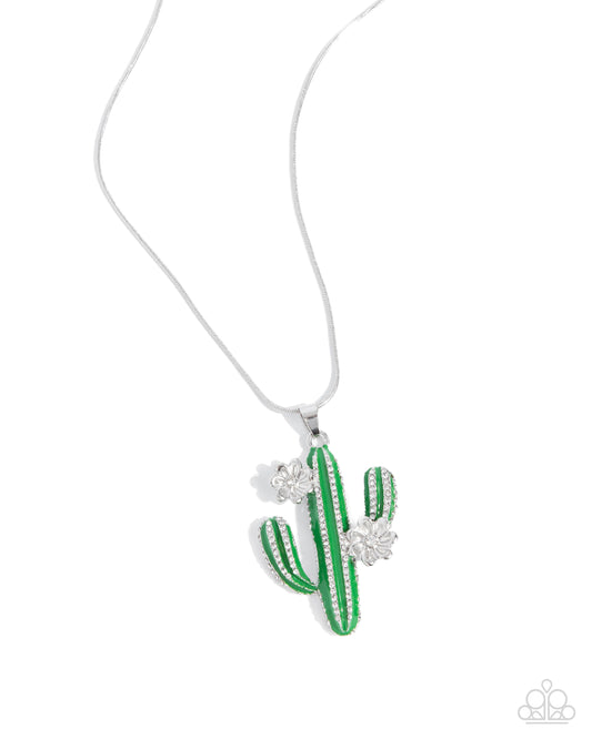 Carefree Cactus - Green Pendant Necklace - Paparazzi Accessories