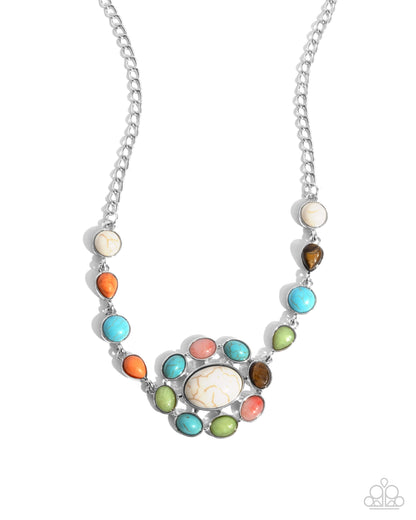 Enigmatic Ease - Multi Crackle Stone Necklace - Paparazzi Accessories