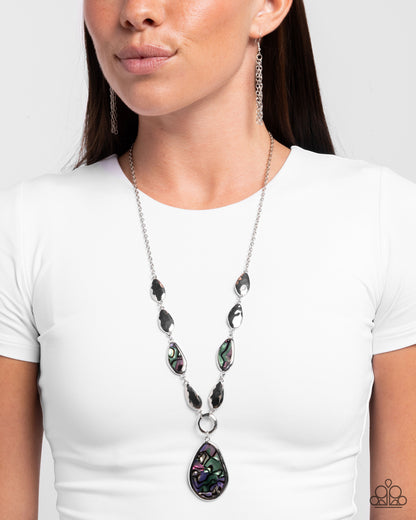 Abstract Abalone - Multi Shell Pendant Silver Necklace - Paparazzi Accessories