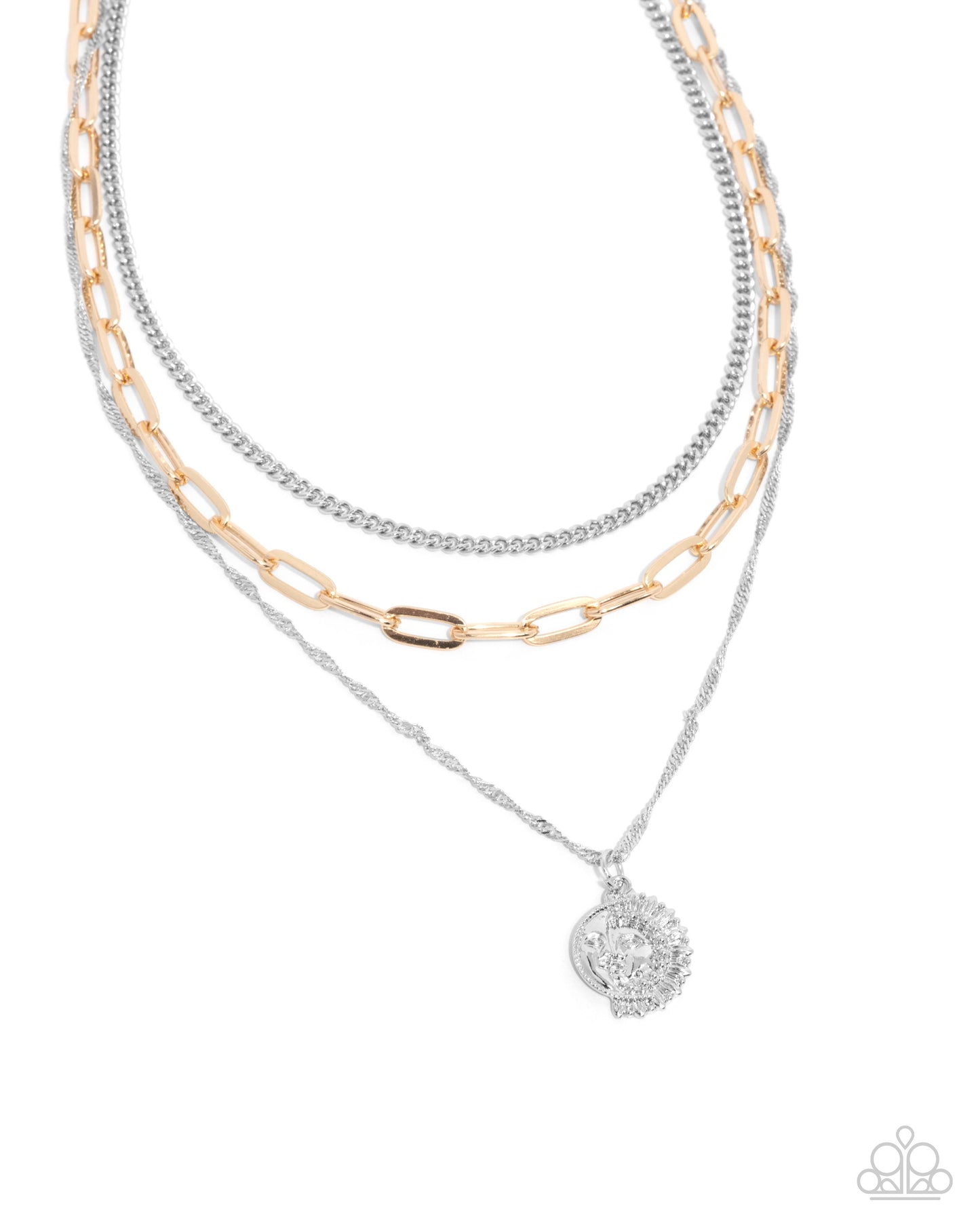 Ready for Fame - Silver & Gold Layered Chain Sun & Moon Pendant Necklace - Paparazzi Accessories