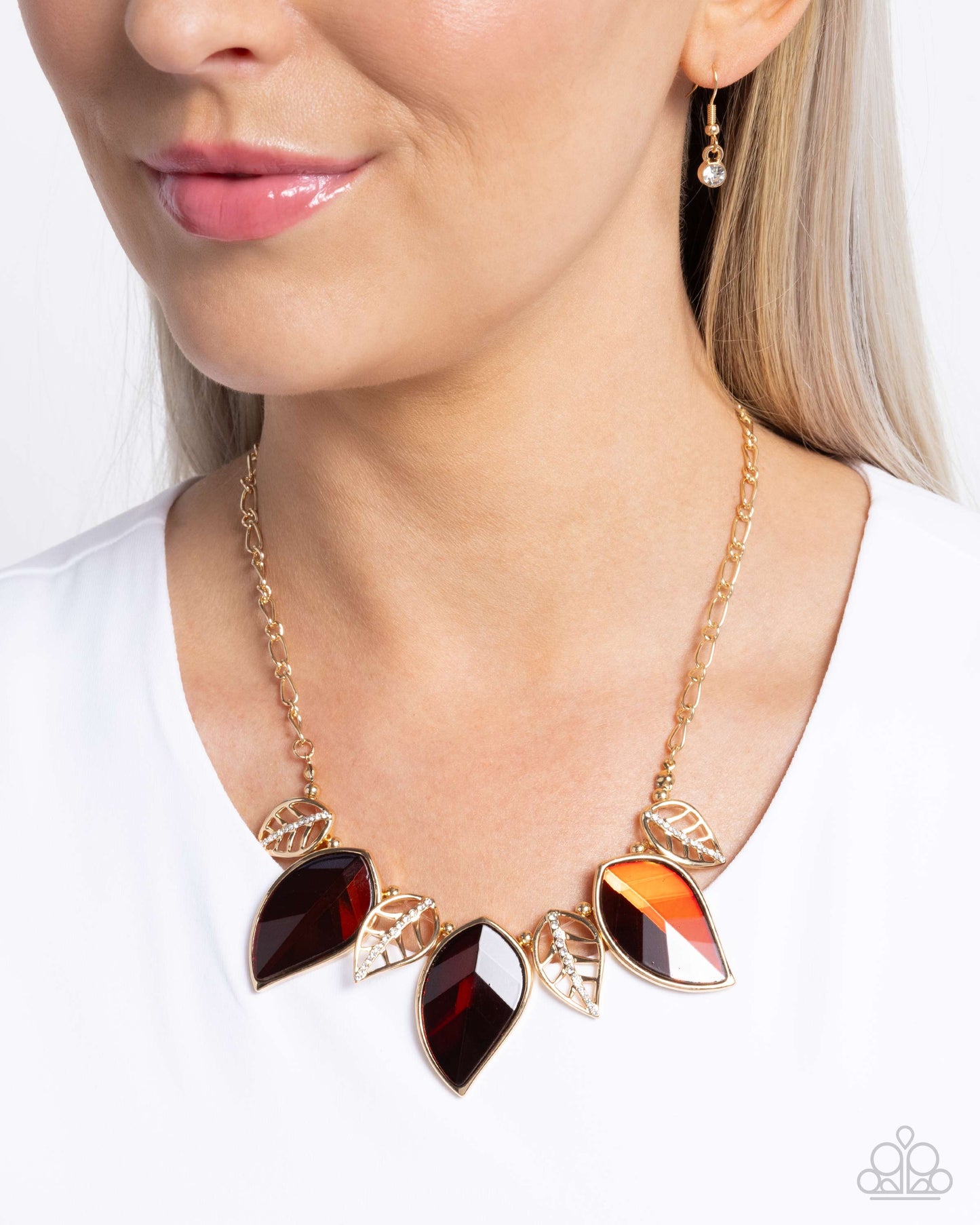 Leafy Leader - Brown Topaz Gem Gold Necklace - Paparazzi Accessories