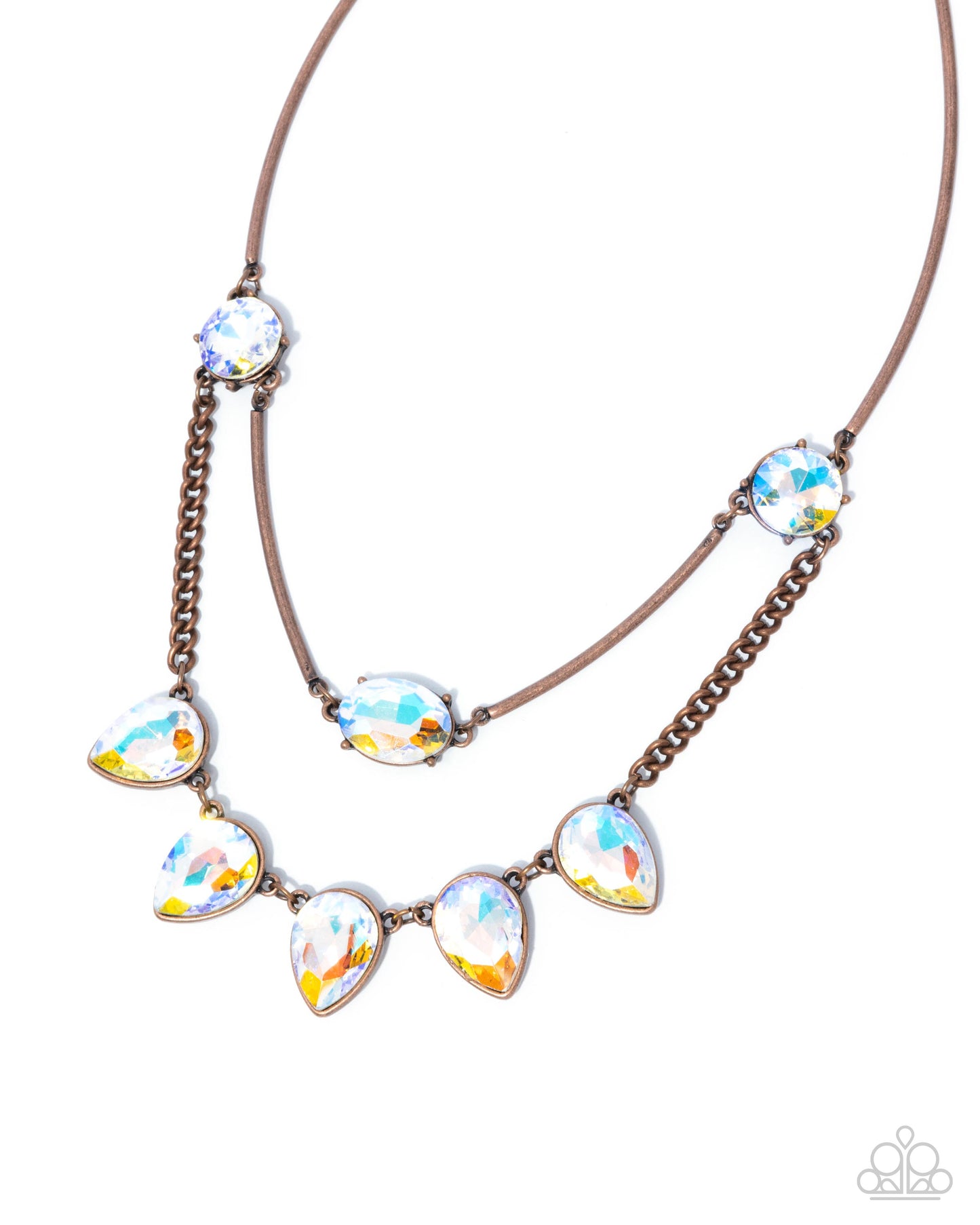 Confident Cascade - Copper & UV Shimmer Gem Layered Necklace - Paparazzi Accessories