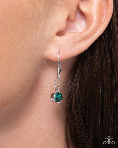 Confident Cascade - Green Rhinestone Necklace - Paparazzi Accessories