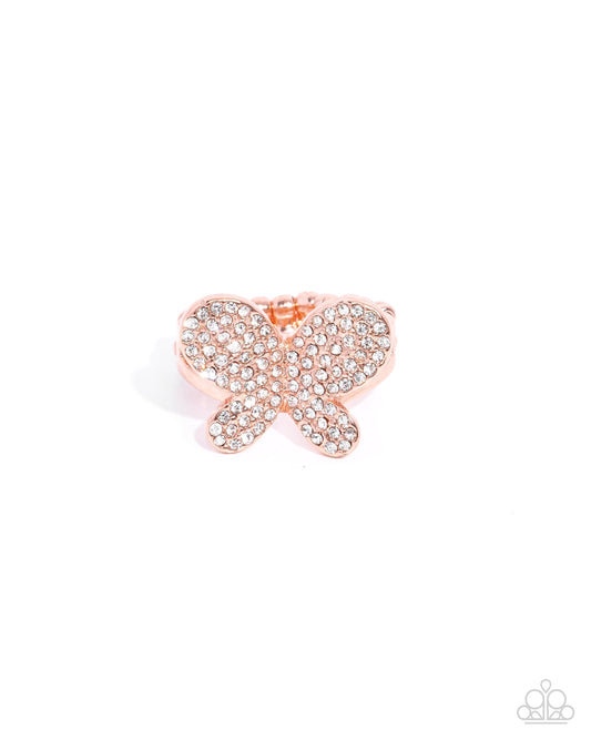 Aerial Anthem - Copper Butterfly Ring - Paparazzi Accessories