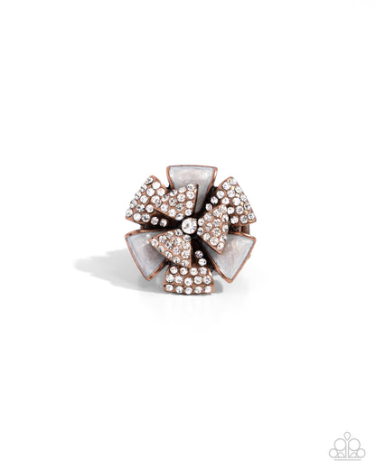 Persuasive Pizzazz - Copper Metal Ribbon-like Petals Ring - Paparazzi Accessories