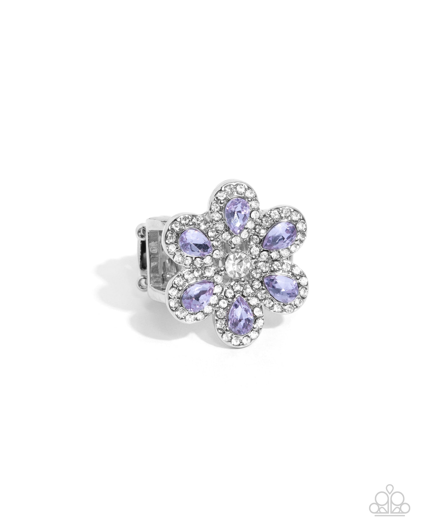 Petaled Promenade - Purple Gem Flower Ring - Paparazzi Accessories