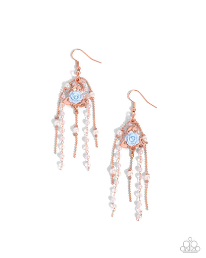 The Toast of the Ton - Copper and White Pearl Fishhook Earrings - Paparazzi Accessories