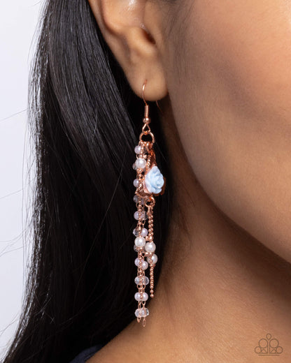 The Toast of the Ton - Copper and White Pearl Fishhook Earrings - Paparazzi Accessories