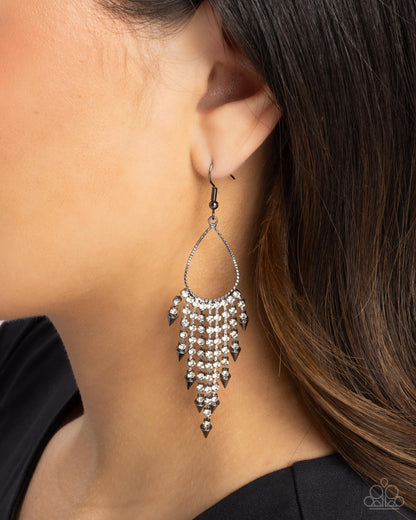Sharp Streaming - Black - Gunmetal Spike Fishhook Earrings - Paparazzi Accessories