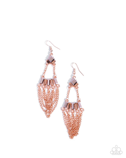 Fringe Fantasy - Copper Aurum Fishhook Earrings - Paparazzi Accessories