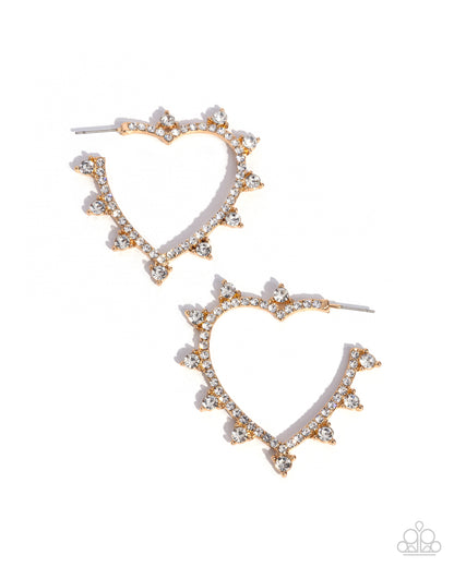 Excessive Elevation - Gold Heart Hoop Earrings - Paparazzi Accessories