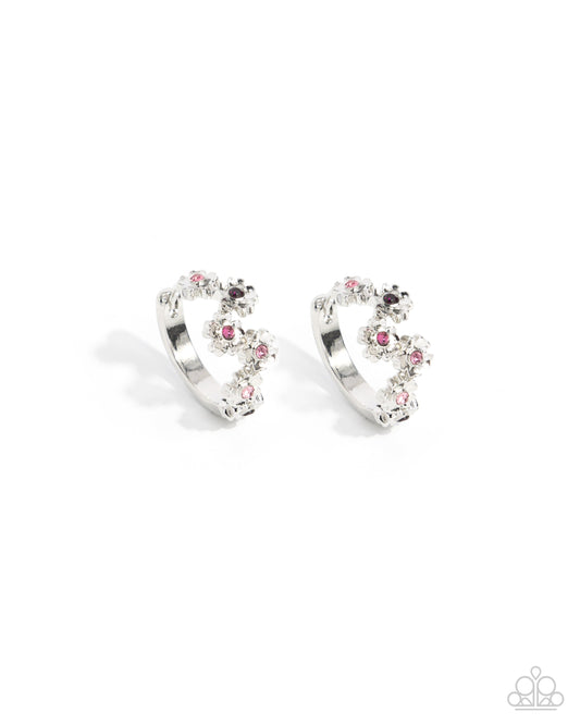 Budding Botanicals - Purple Rhinestone Hoop Earrings - Paparazzi Accessories