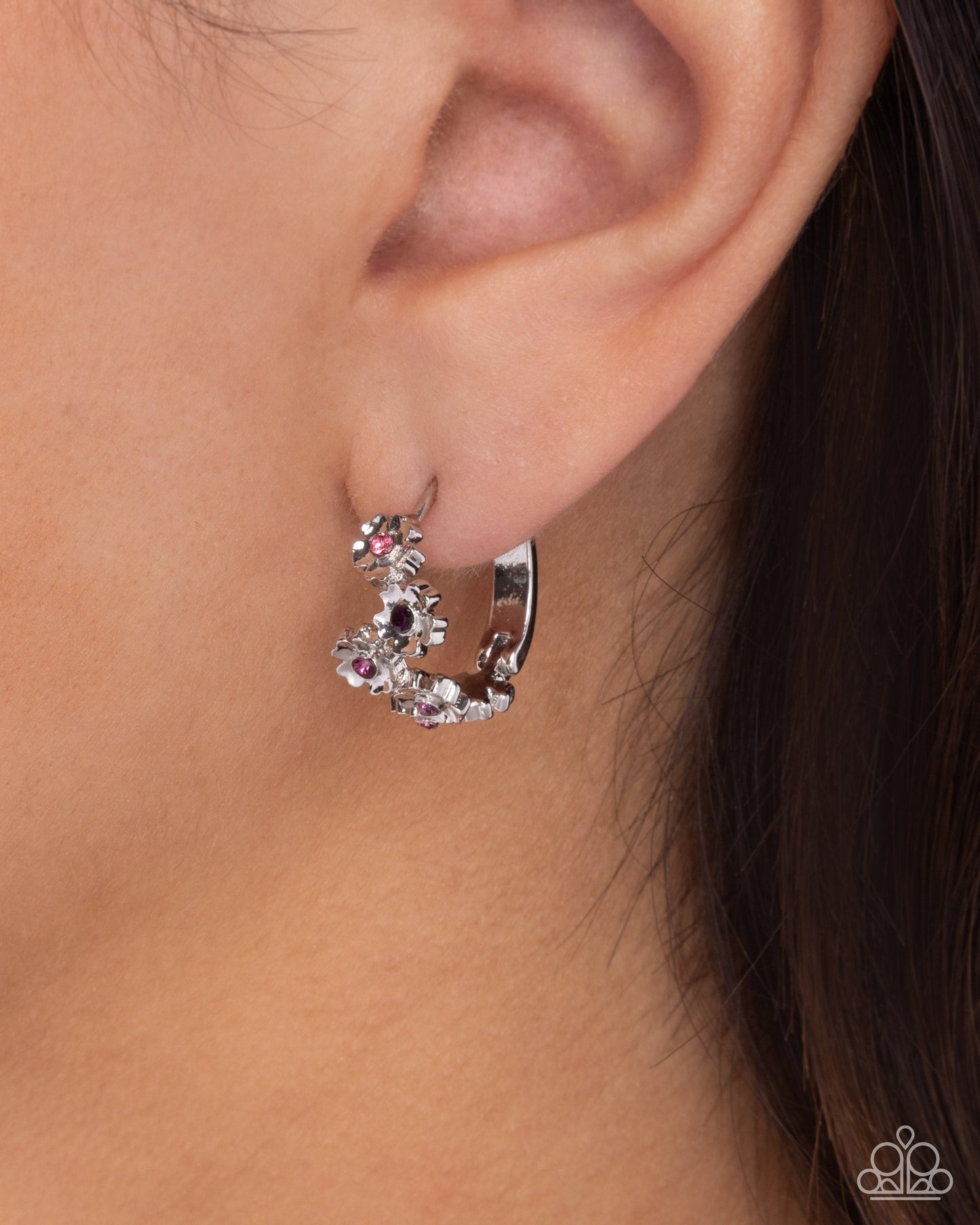 Budding Botanicals - Purple Rhinestone Hoop Earrings - Paparazzi Accessories