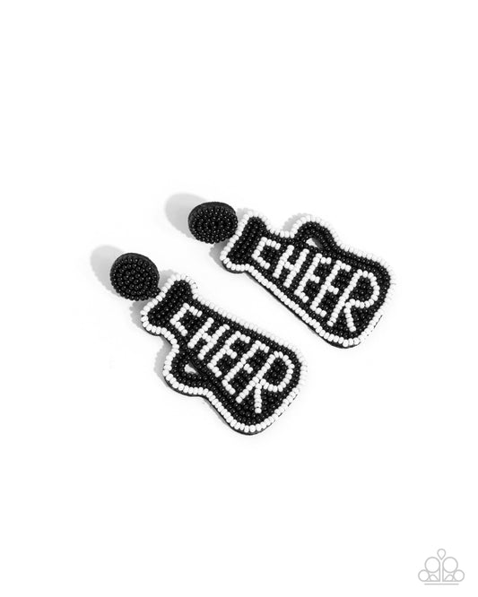 Cheer Captain - Black Seed Bead Post Earrings - Paparazzi Accessories