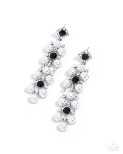 Bewitching Beacon - Black Rhinestone and Pearl Post Back Earrings - Paparazzi Accessories