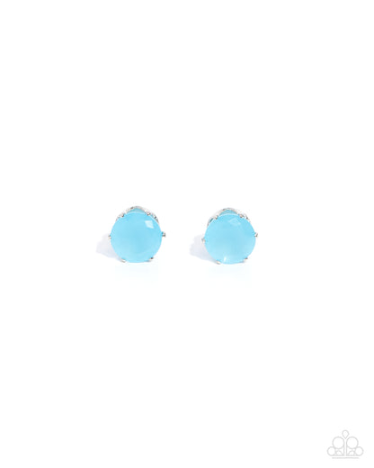 Simply Sublime - Blue Cubic Zirconia Silver Post Earrings - Paparazzi Accessories