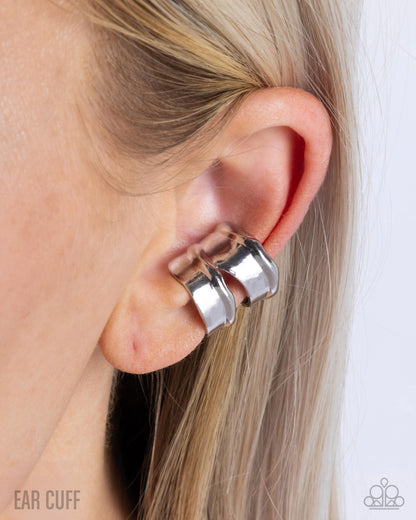 Competitive Advantage - Silver Ear Cuff Earrings - Paparazzi Accessories