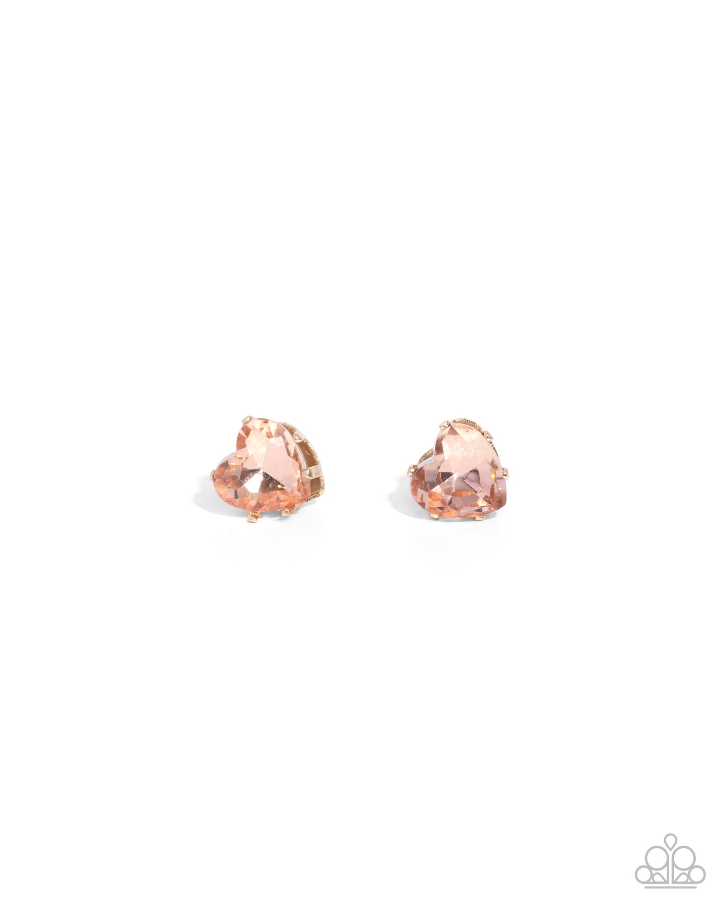 Sweetheart Stunner - Gold Heart Peach Gem Post Earrings - Paparazzi Accessories
