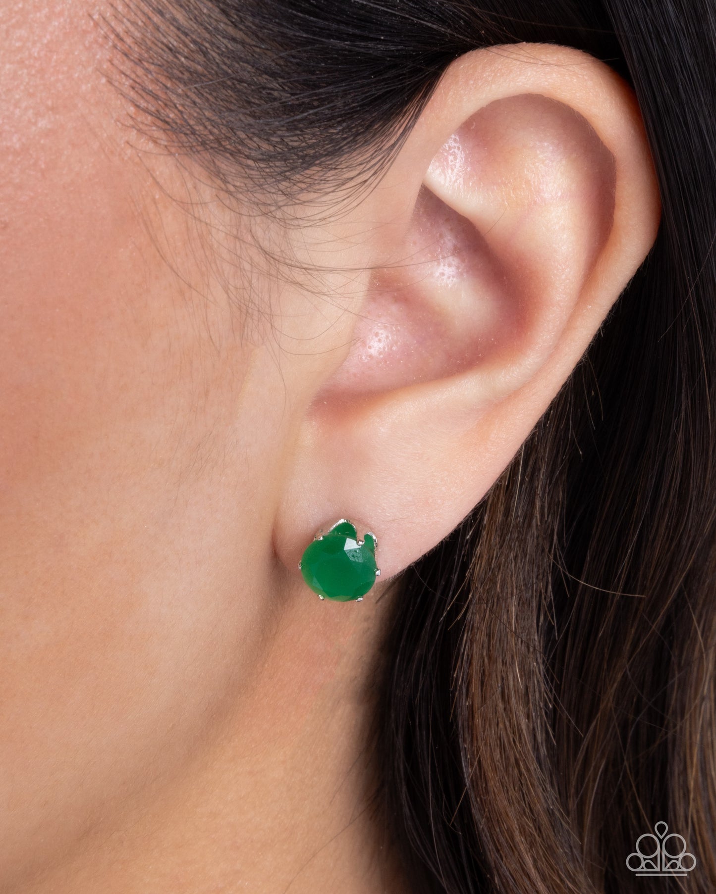 Simply Sublime - Green Cubic Zirconia Silver Post Earrings - Paparazzi Accessories