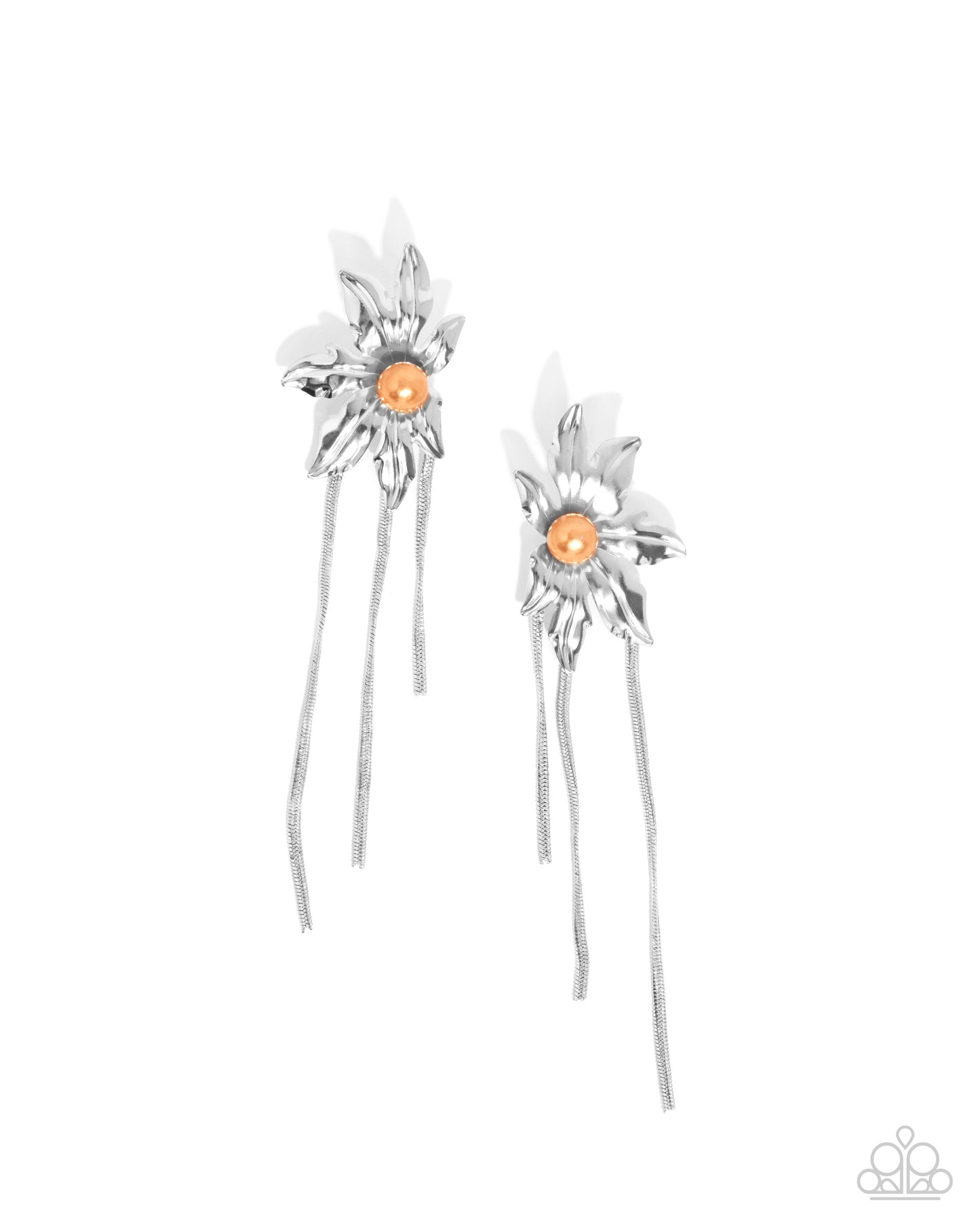 Pearl Panorama - Orange Flower Post Earrings - Paparazzi Accessories
