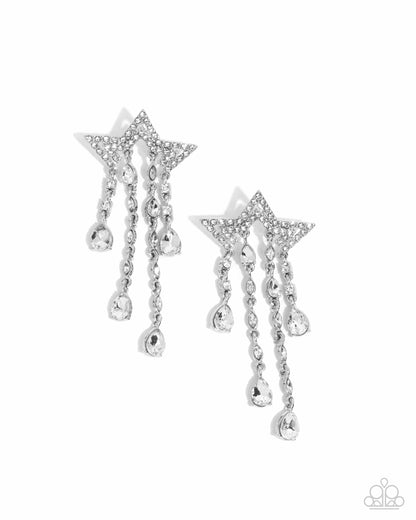 Stellar Scale - White Rhinestone Star Post Earrings - Paparazzi Accessories