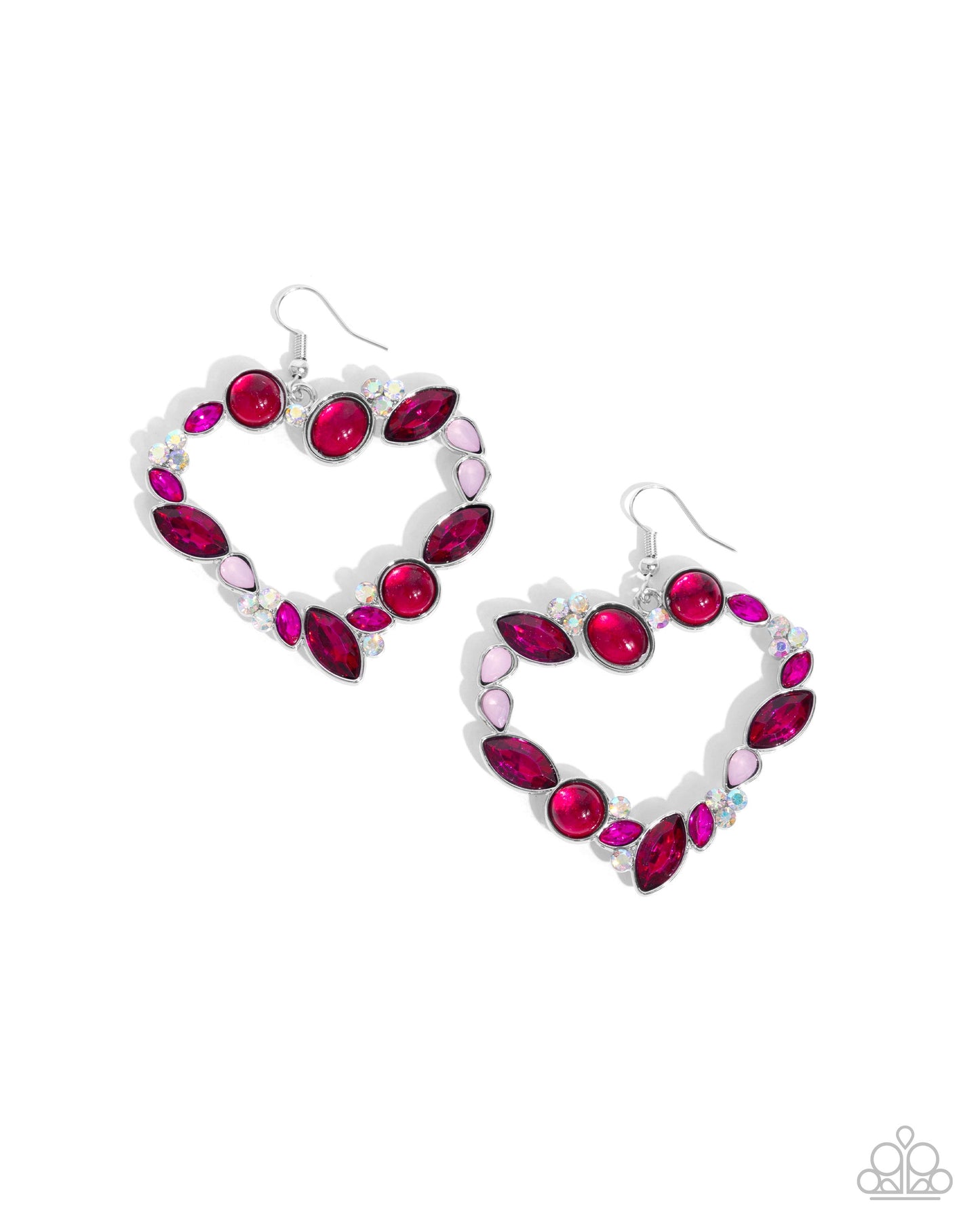 Heart Hierarchy - Pink Marquise Rhinestone Heart Earrings - Paparazzi Accessories