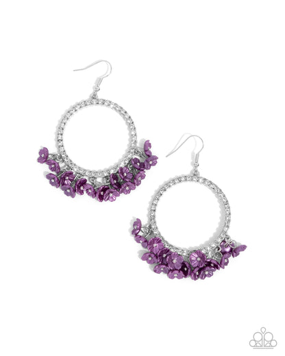 Wreathed Wisteria - Purple Flower Beads Silver Fishhook Earrings - Paparazzi Accessories