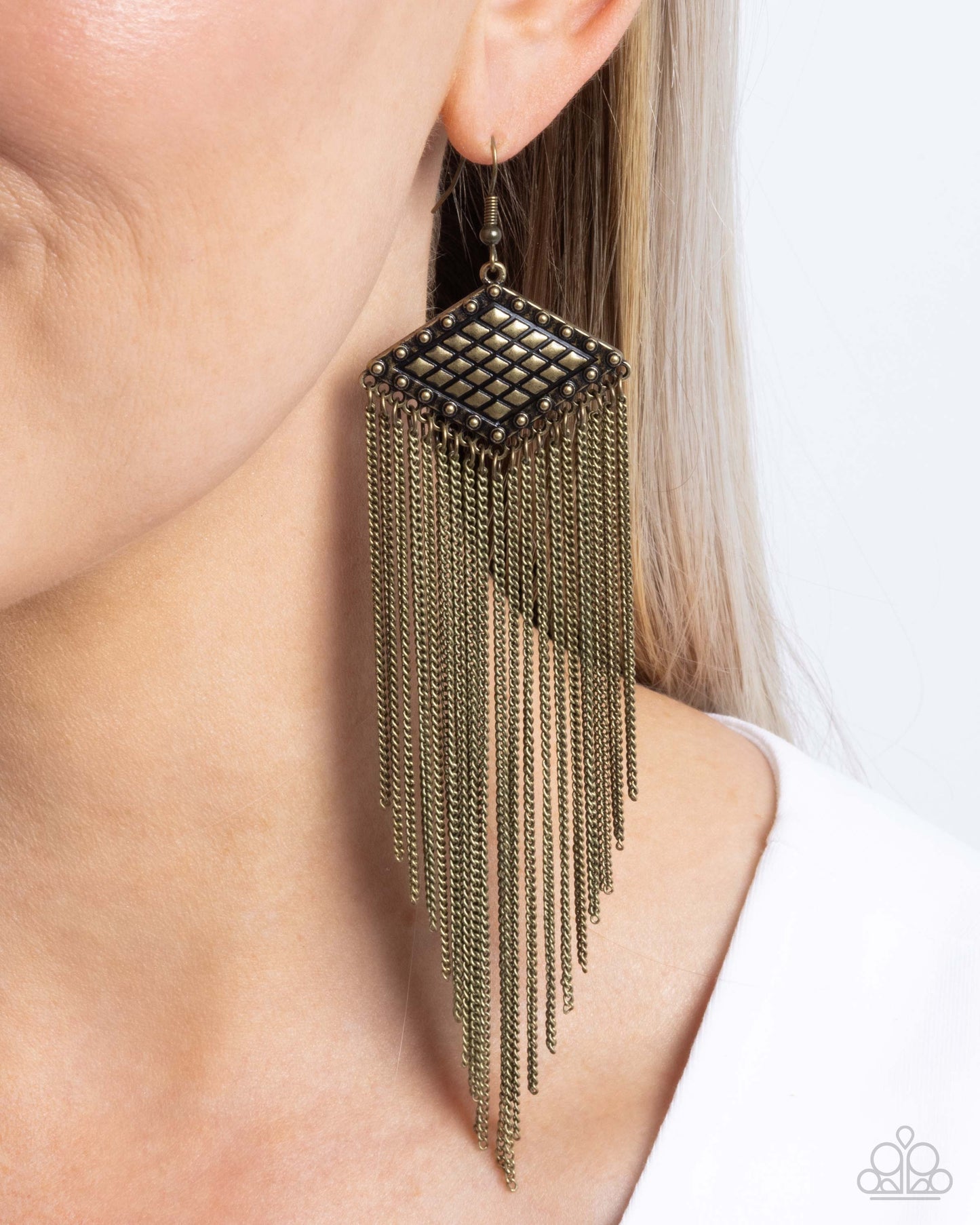 Forged Fringe - Brass Fishhook Earrings - Paparazzi Accessories