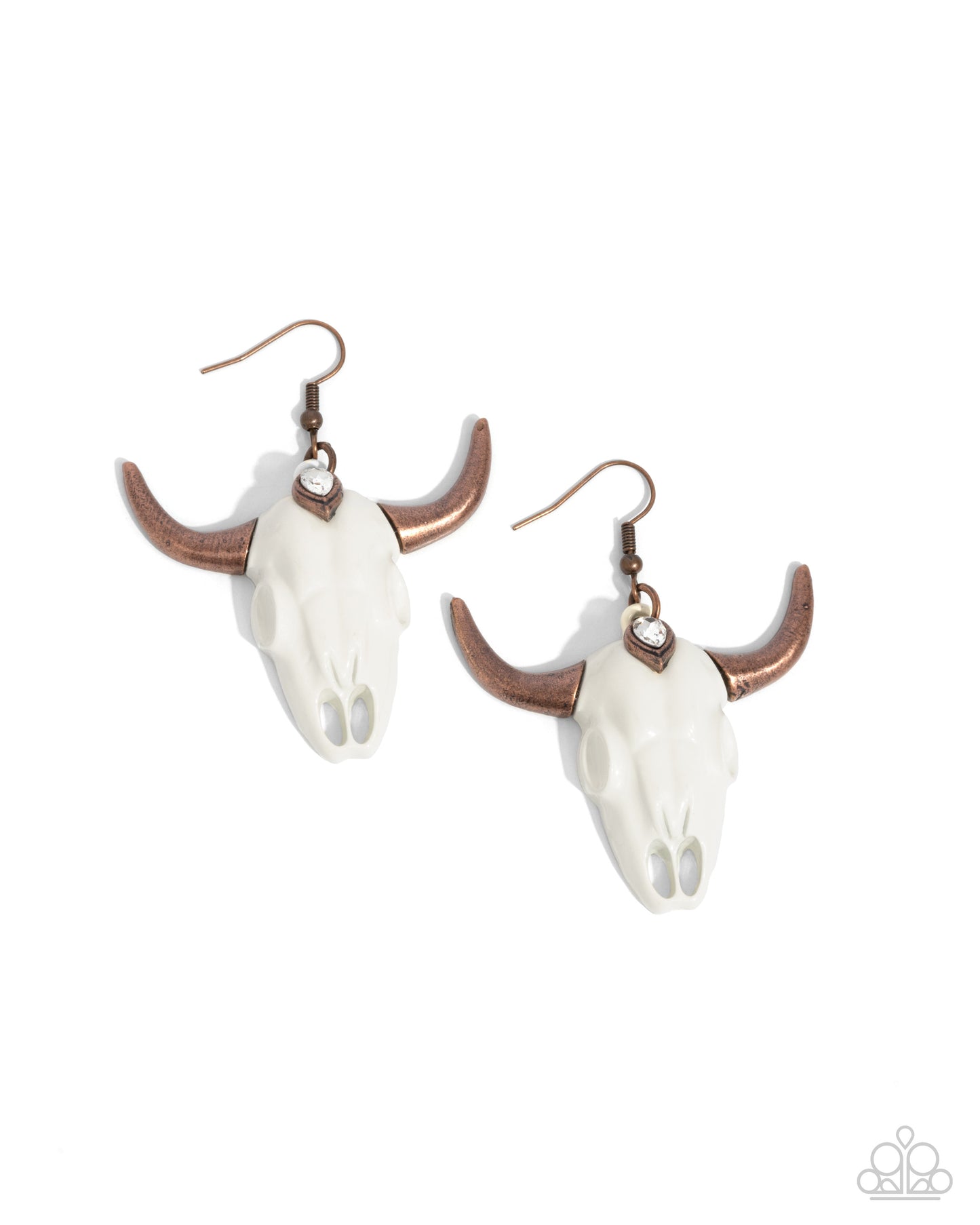 Southwestern Skull - Copper Longhorn Skull Fishhook Earrings - Paparazzi Accessories