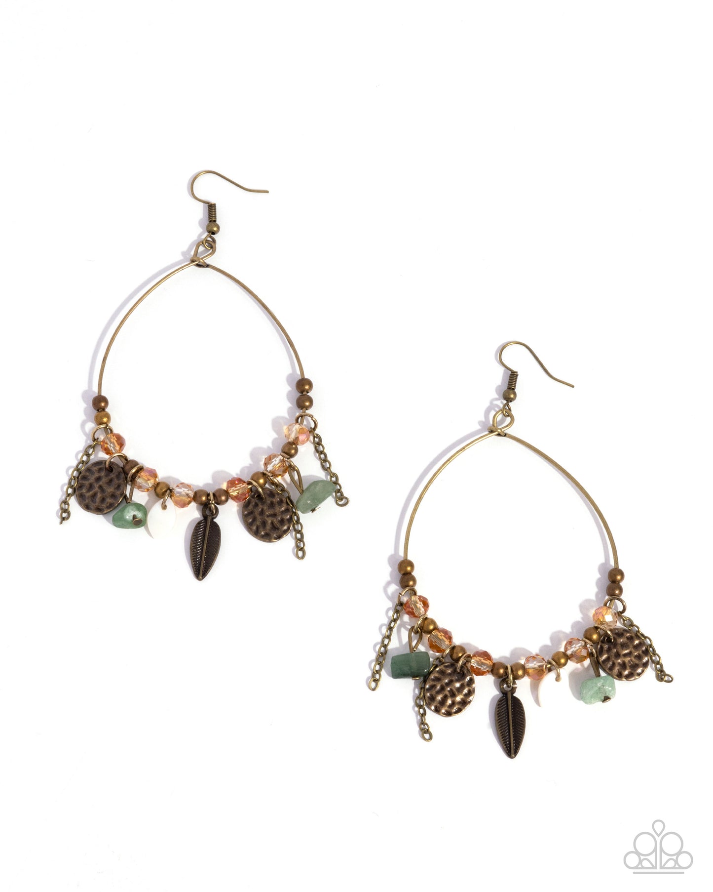 Feathered Fringe - Brass Teardrop Wire Fishhook Earrings - Paparazzi Accessories