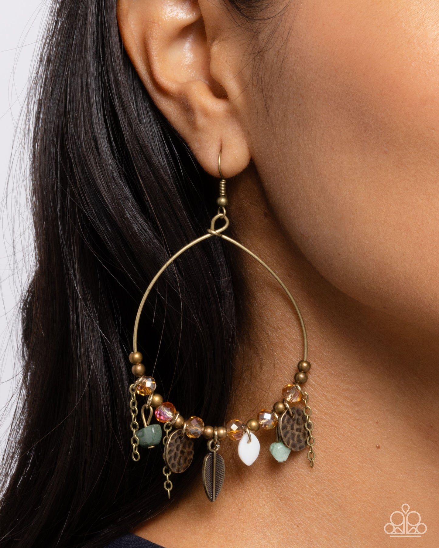 Feathered Fringe - Brass Teardrop Wire Fishhook Earrings - Paparazzi Accessories