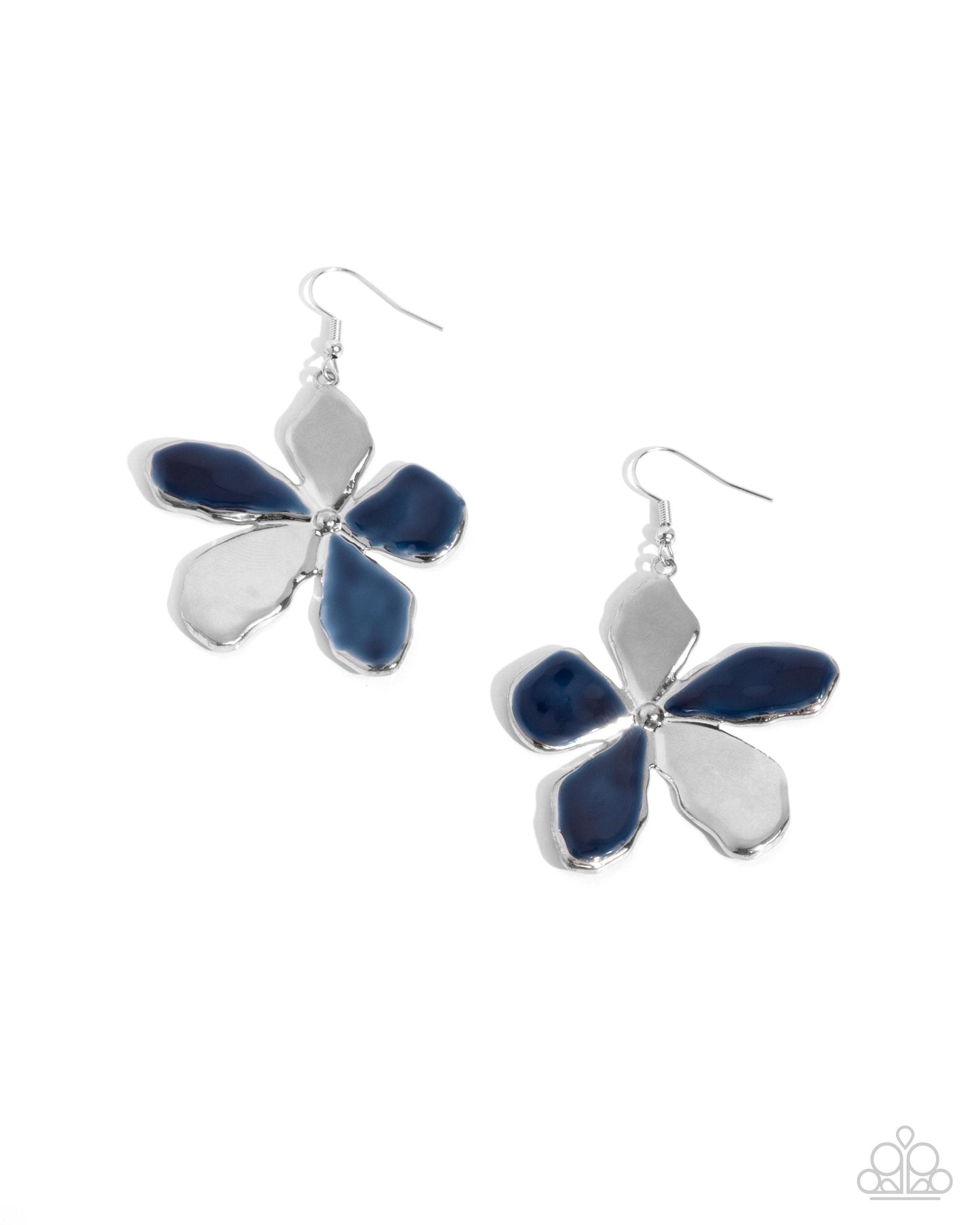 Painted Promotion - Blue Enamel Flower Fishhook Earrings - Paparazzi Accessories