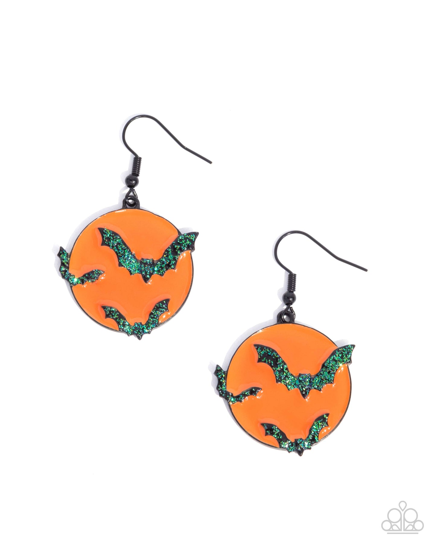 Vampire Bats - Orange Halloween Fishhook Earrings - Paparazzi Accessories