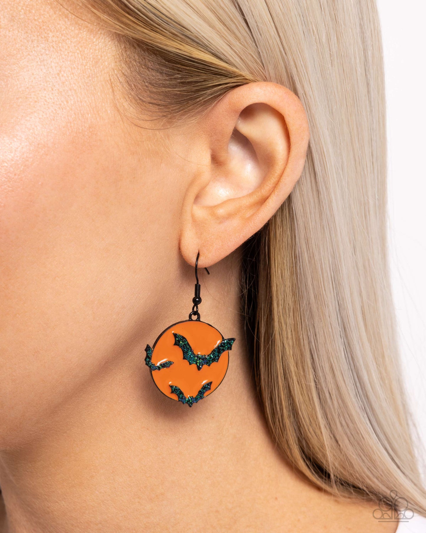 Vampire Bats - Orange Halloween Fishhook Earrings - Paparazzi Accessories