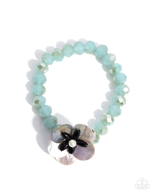 Cool Cabana - Blue UV Iridescent Shell Stretch Bracelet - Paparazzi Accessories