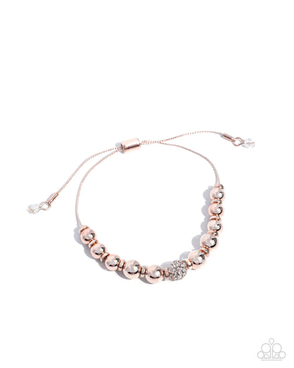 Slow and READY - Rose Gold Sliding Bead Closure Bracelet - Paparazzi Accessories