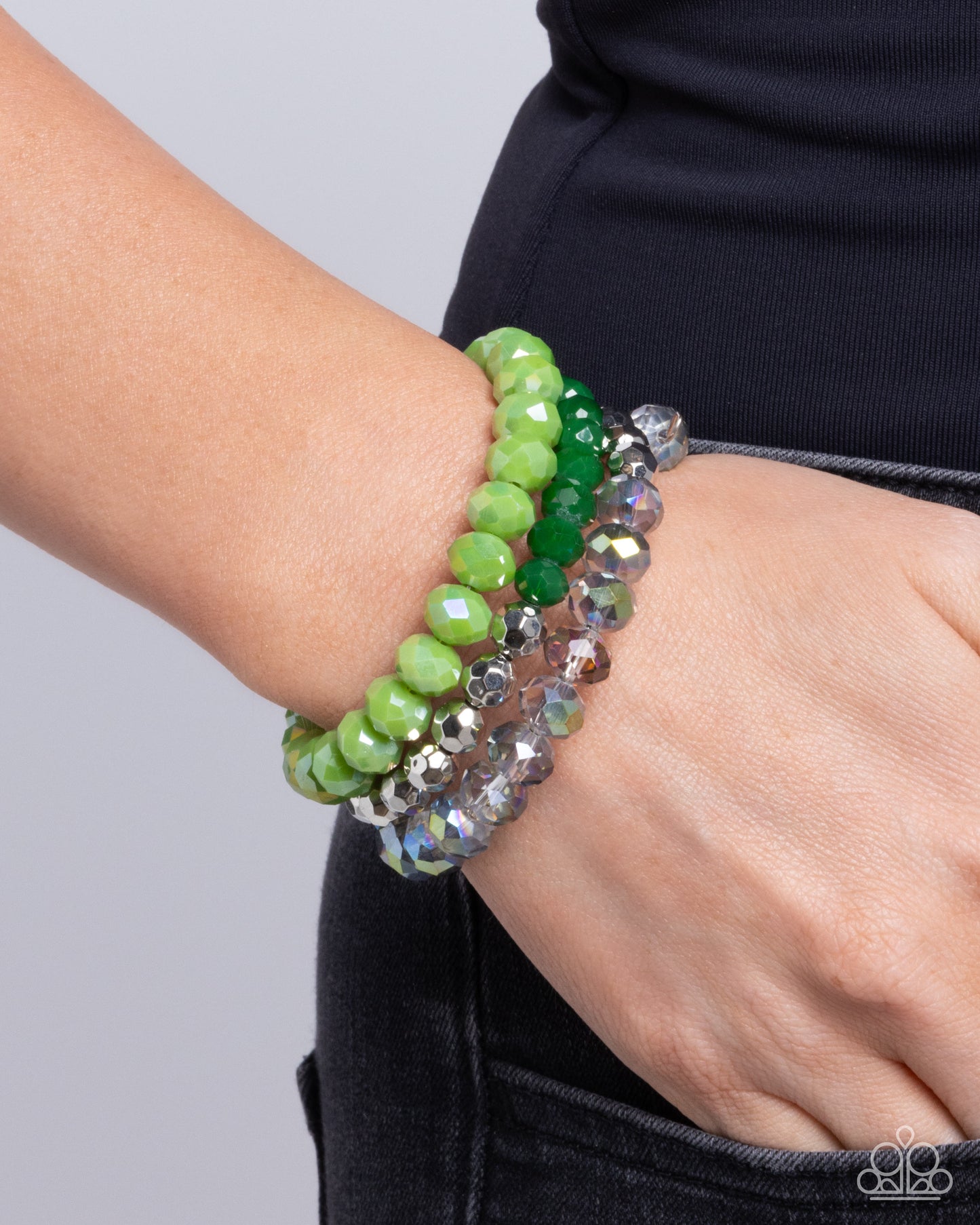 Memorable Makeover - Green Beaded Coil Bracelet - Paparazzi Accessories