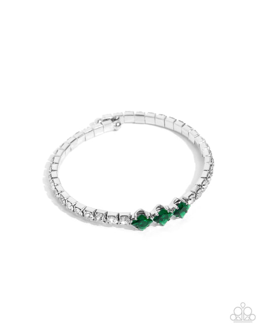 Pointed Production - Green Coil Bracelet - Paparazzi Accessories