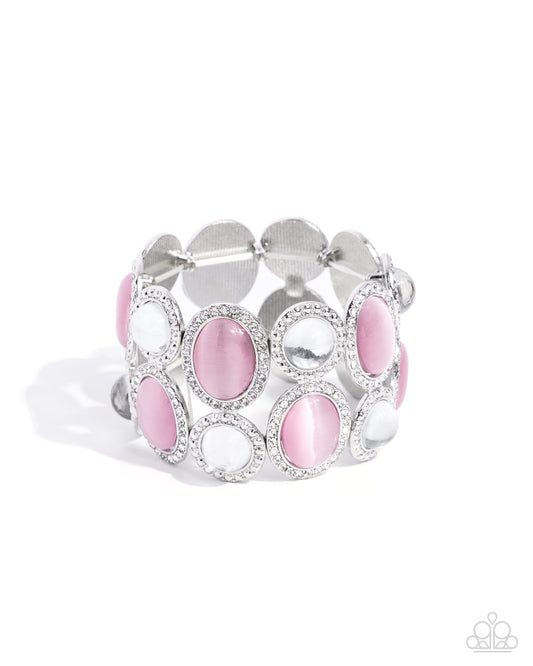 Affixed Appeal - Pink Stretchy Bracelet - Paparazzi Accessories