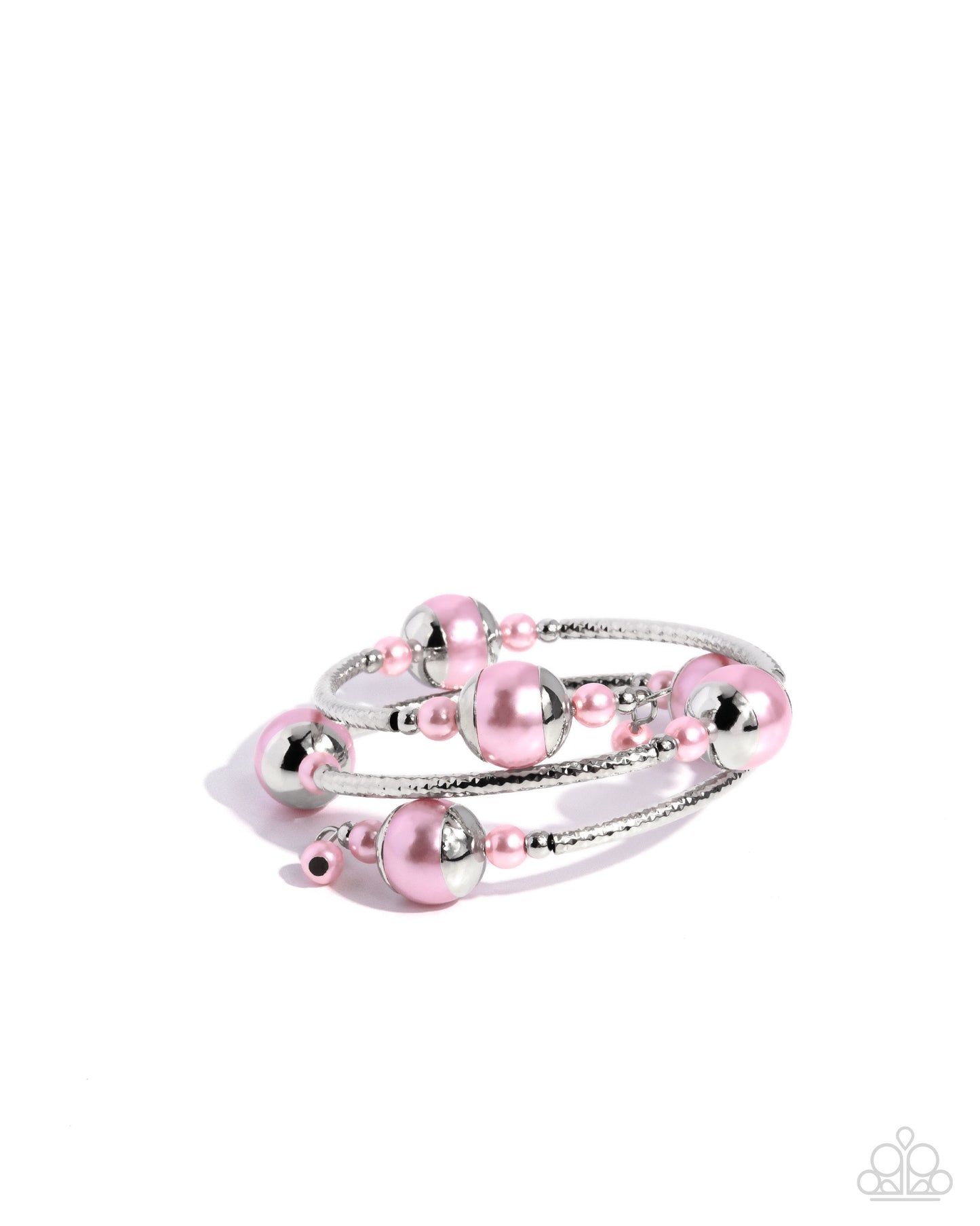 Palatial Pearls - Pink Pearl Silver Coil Bracelet - Paparazzi Accessories