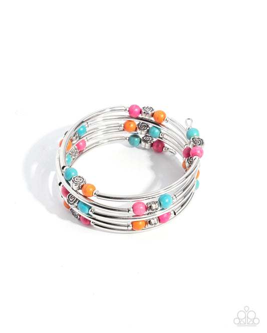 Classic Cowboy - Pink Stone Beads Coil Bracelet - Paparazzi Accessories