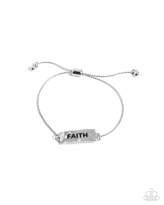 Confession of Faith - Silver "FAITH" Sliding Bead Closure Bracelet - Paparazzi Accessories