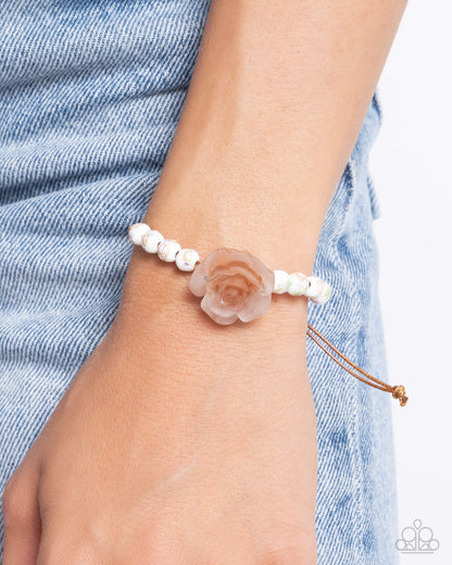Ceramic Chic - Brown Rosette Sliding Knot Closure Bracelet - Paparazzi Accessories