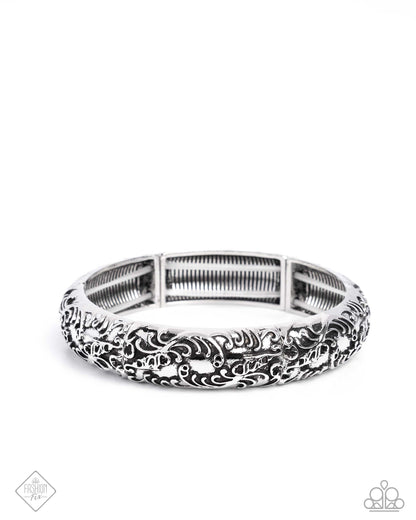 Enchanting Entrant - Silver Stretchy Bracelet - Paparazzi Accessories