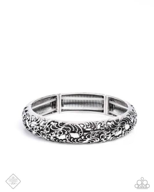 Enchanting Entrant - Silver Stretchy Bracelet - Paparazzi Accessories