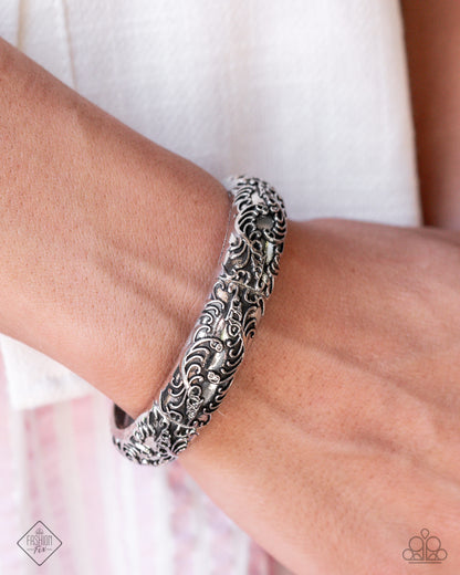Enchanting Entrant - Silver Stretchy Bracelet - Paparazzi Accessories