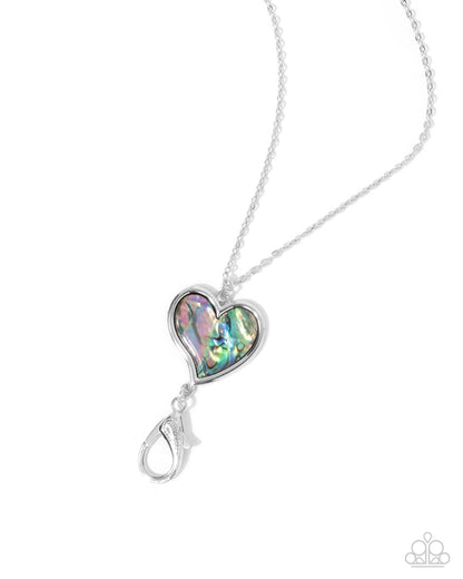 Reinventing Radiance - Multi Abalone Shell Heart Pendant Silver Lanyard Necklace - Paparazzi Accessories