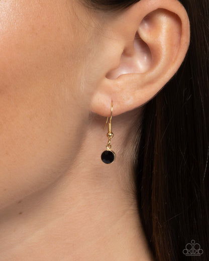 Fresh Fondness - Black Onyx Gem Heart Gold Necklace - Paparazzi Accessories